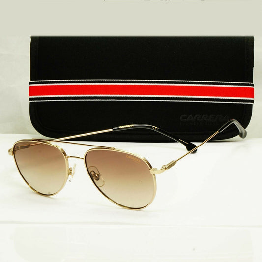 Carrera Gold Sunglasses Pilot Brown Gradient Fade Mens Metal 187 J5GHA 56mm