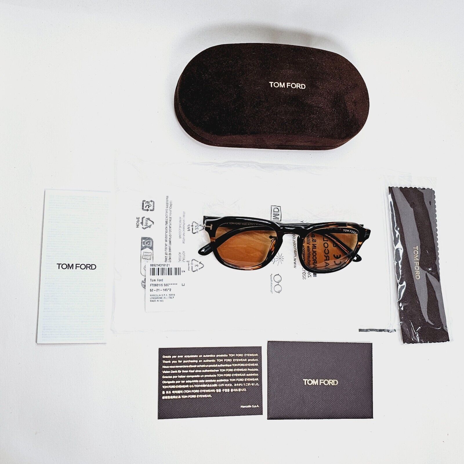 Tom Ford Sunglasses Avery Brown Tortoiseshell Gold FT0931 TF 931 56E 52mm