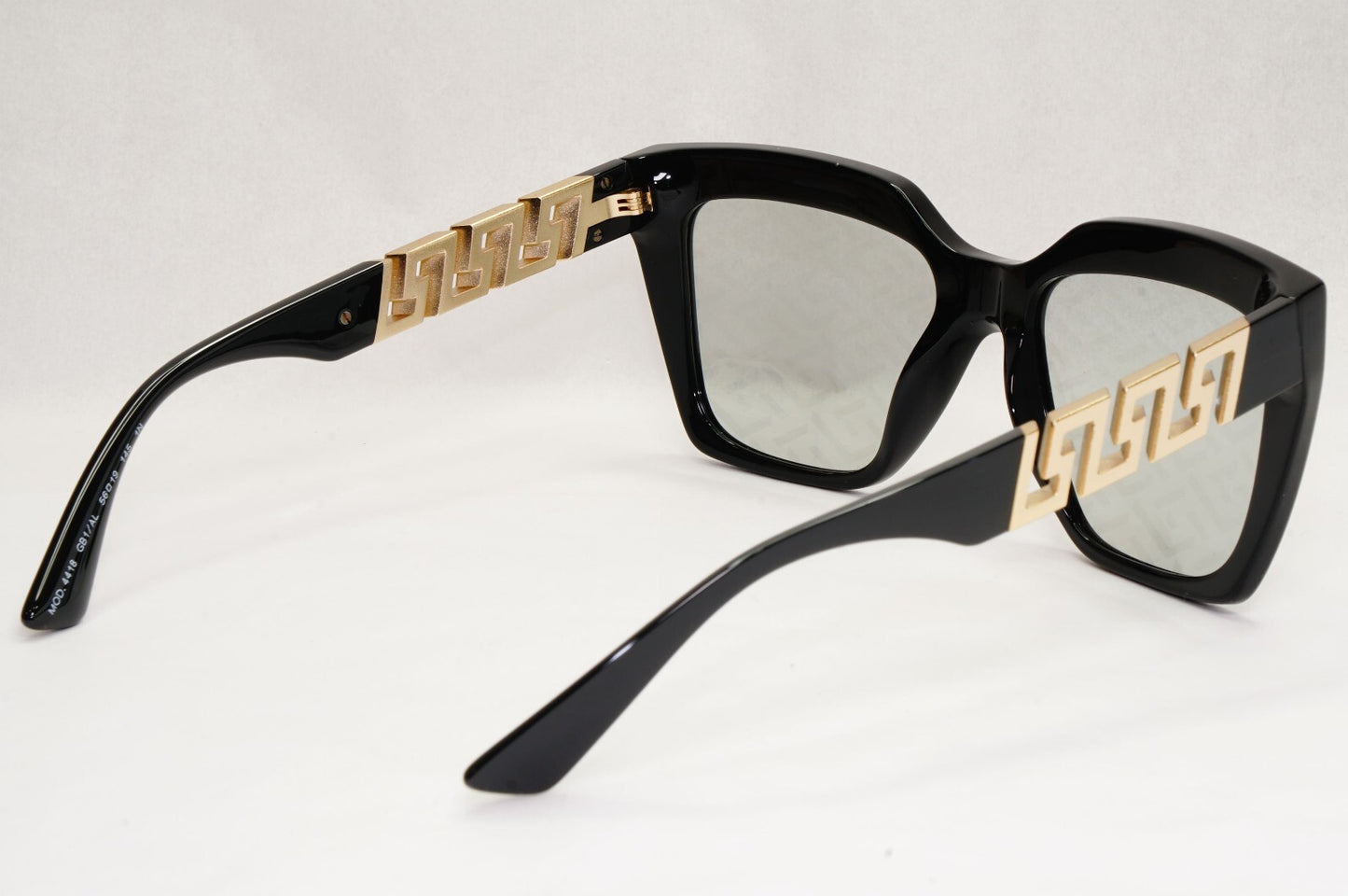 Versace Sunglasses Monogram Mirror Black Gold Meander MOD VE 4418 GB1/AL