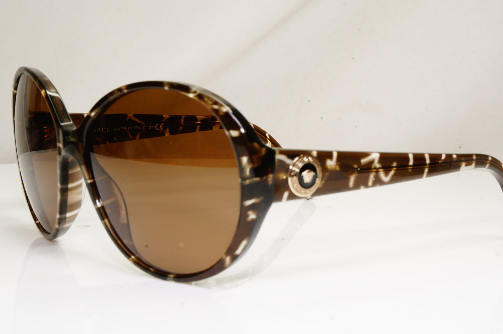 Versace Brown Marble Sunglasses Gold Medusa Womens Oversized 4239 969/73 29427