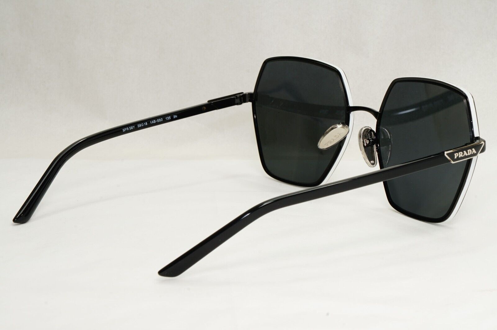 Prada Sunglasses Black Hexagon Angular Square PR56YS SPR 56Y 1AB-5S0 58mm