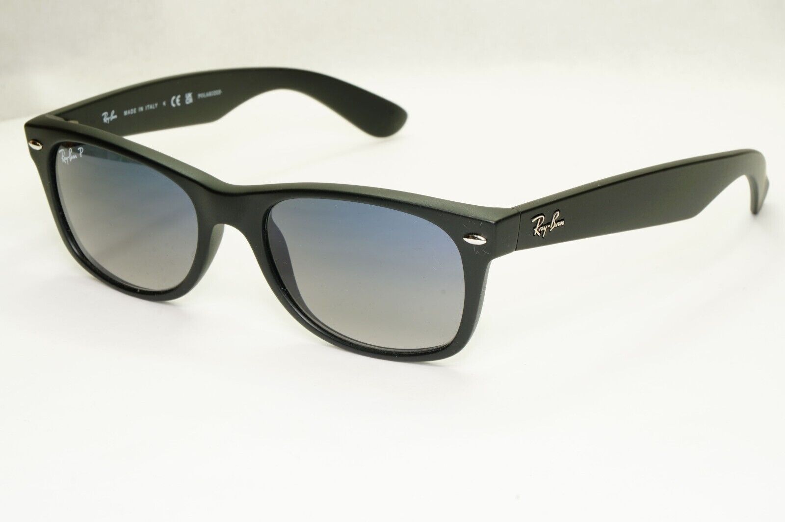 Ray-Ban Sunglasses Polarised New Wayfarer Black Matte Blue RB 2132 601-S/78 52mm