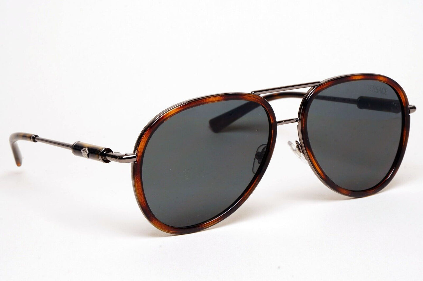 Versace Sunglasses Oversized Pilot Brown Havana Gunmetal MOD VE 2260 1001/87