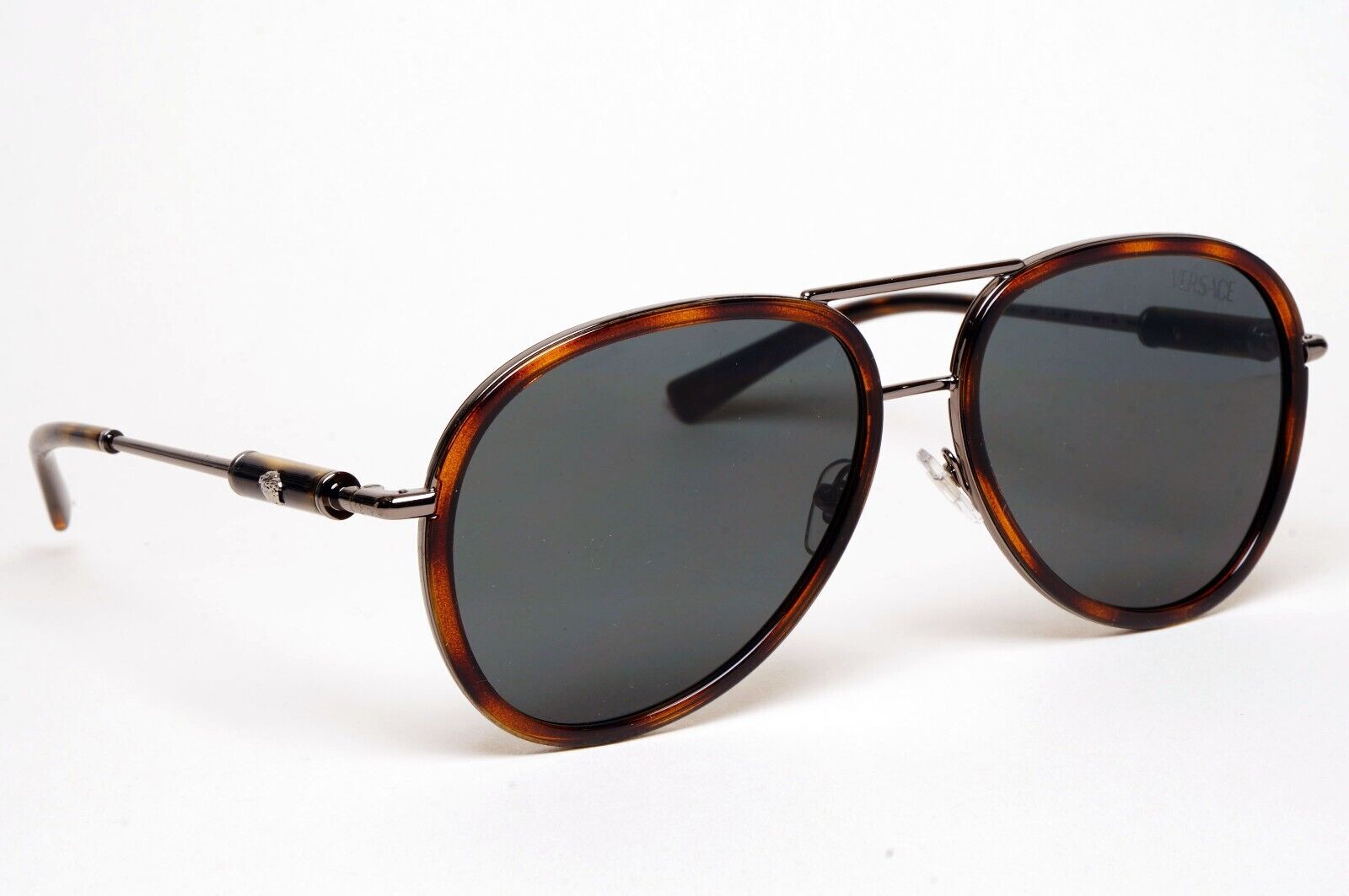 Versace Sunglasses Oversized Pilot Brown Havana Gunmetal MOD VE 2260 1001/87