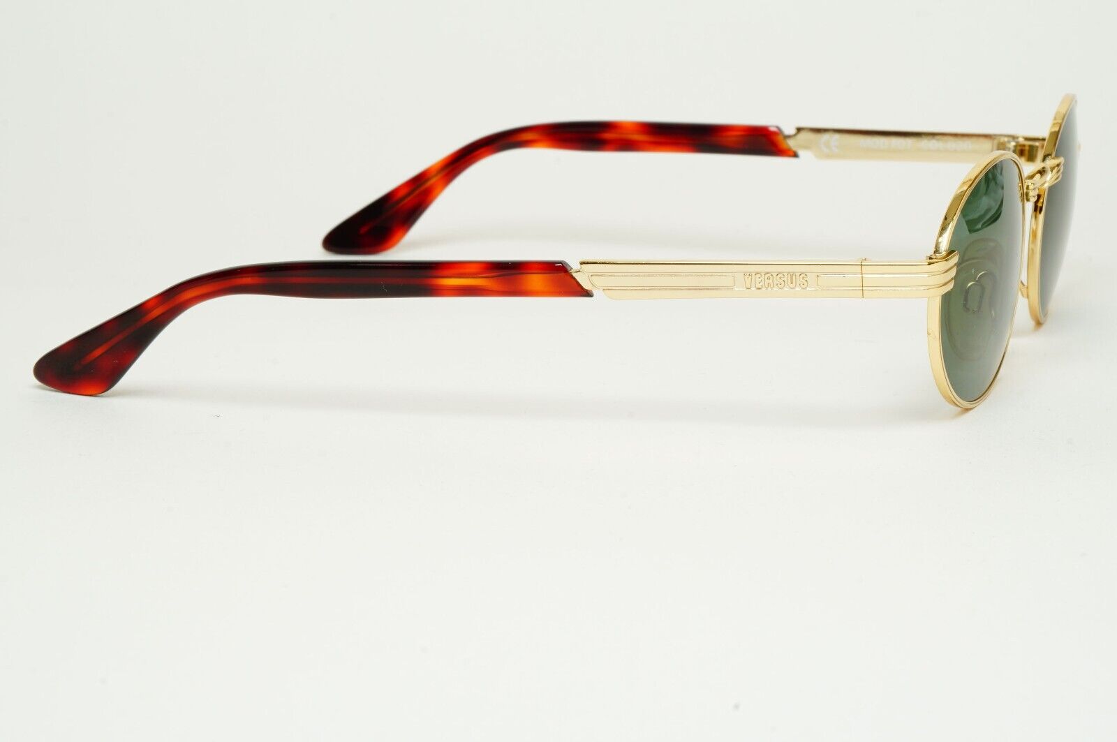 Versus Sunglasses 1996 by Gianni Versace Vintage Gold Green Oval MOD F07 COL 030