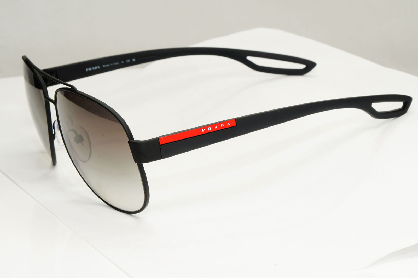 Prada Black Sunglasses Pilot Grey Gradient Sport Rubber PS55QS SPR 55Q DG0-0A7
