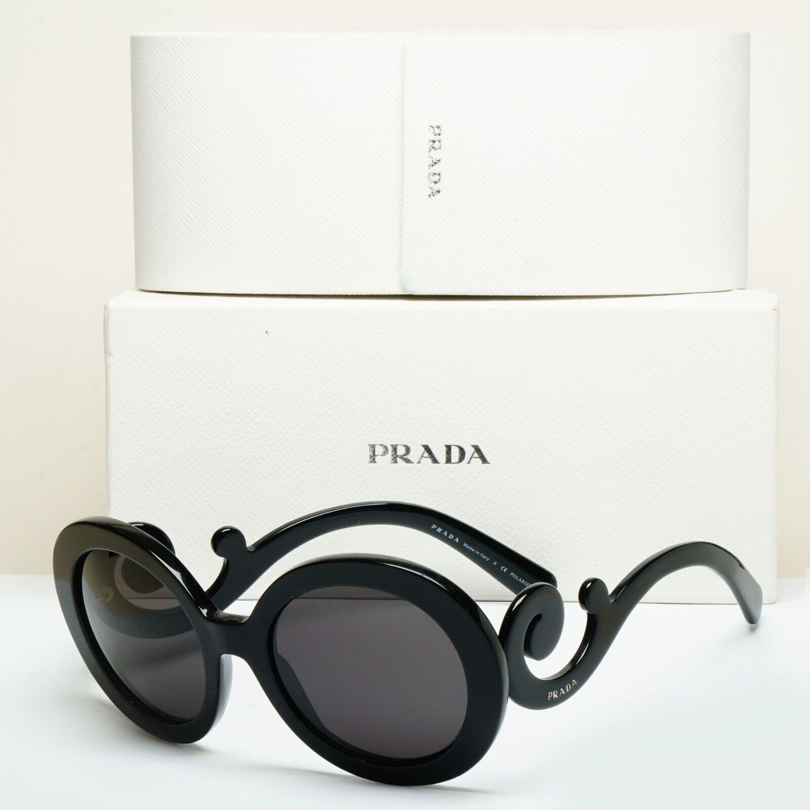Prada Sunglasses Baroque Swirl Round Black PR27NS SPR 27N 1AB-5W1 060125