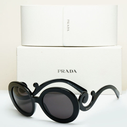 Prada Sunglasses Baroque Swirl Round Black PR27NS SPR 27N 1AB-5W1 060125