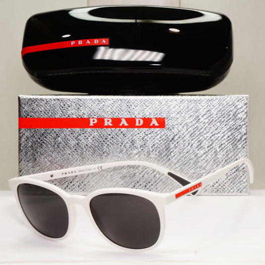 Prada Sunglasses White Black Square Red Stripe PS07LV VPS 07L TWK-1O1 53mm
