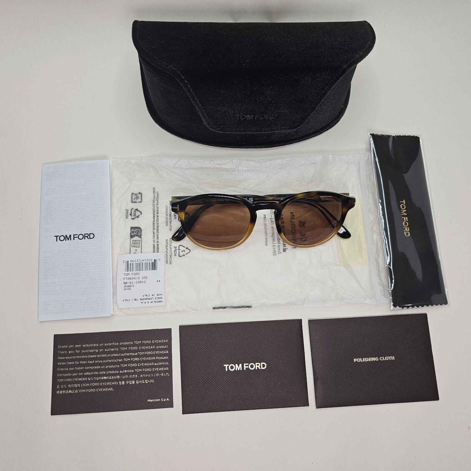 Tom Ford Sunglasses Dante Brown Havana Tortoise Round FT0834 TF 834 55E 50mm