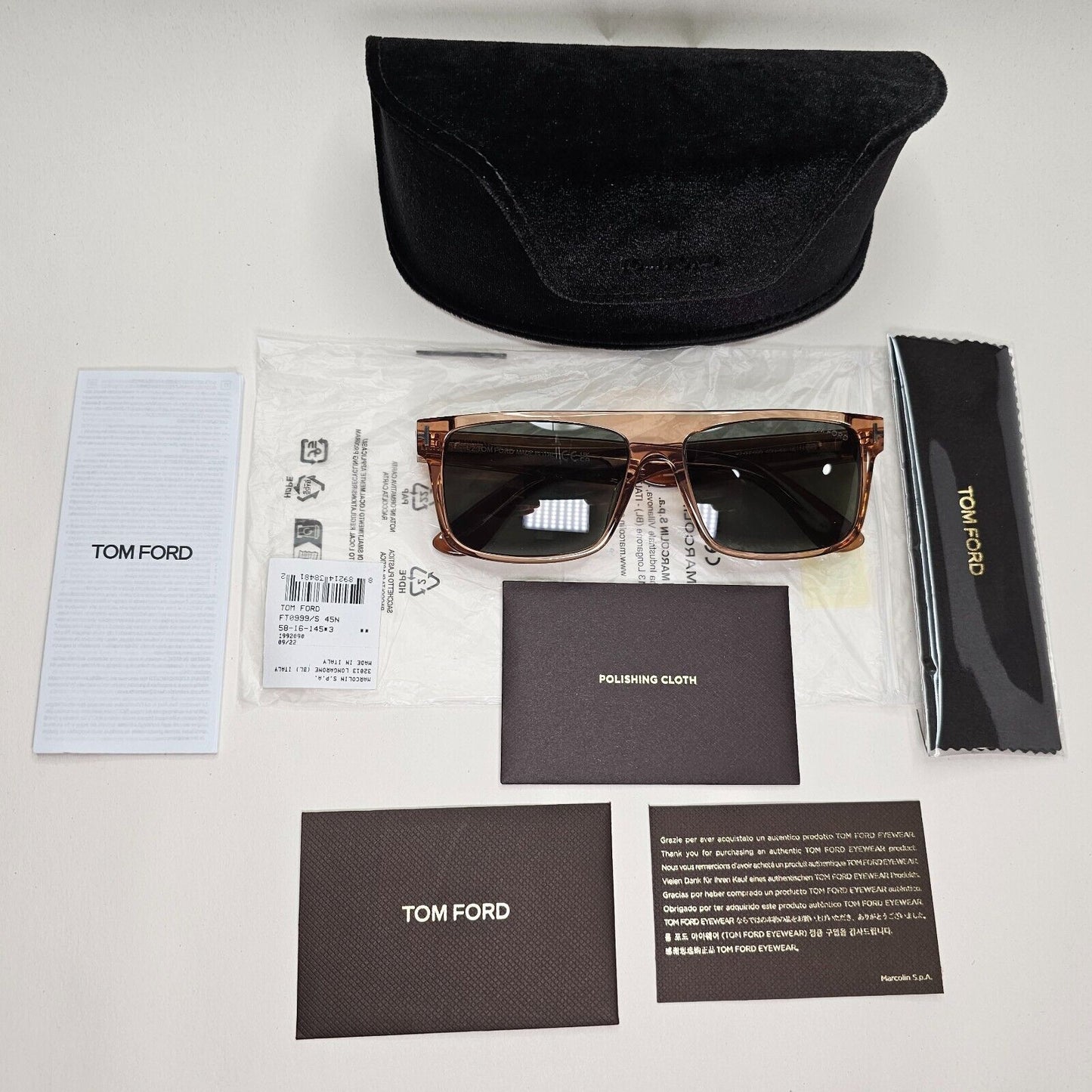 Tom Ford Sunglasses Philippe-02 Brown Transparent Honey Green FT0999 TF 999 45N
