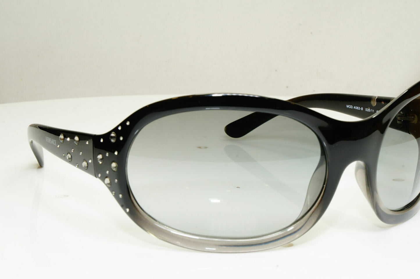 Versace Crystal Gem Black Grey Sunglasses Wrap Womens Designer 4063 528/11 29791