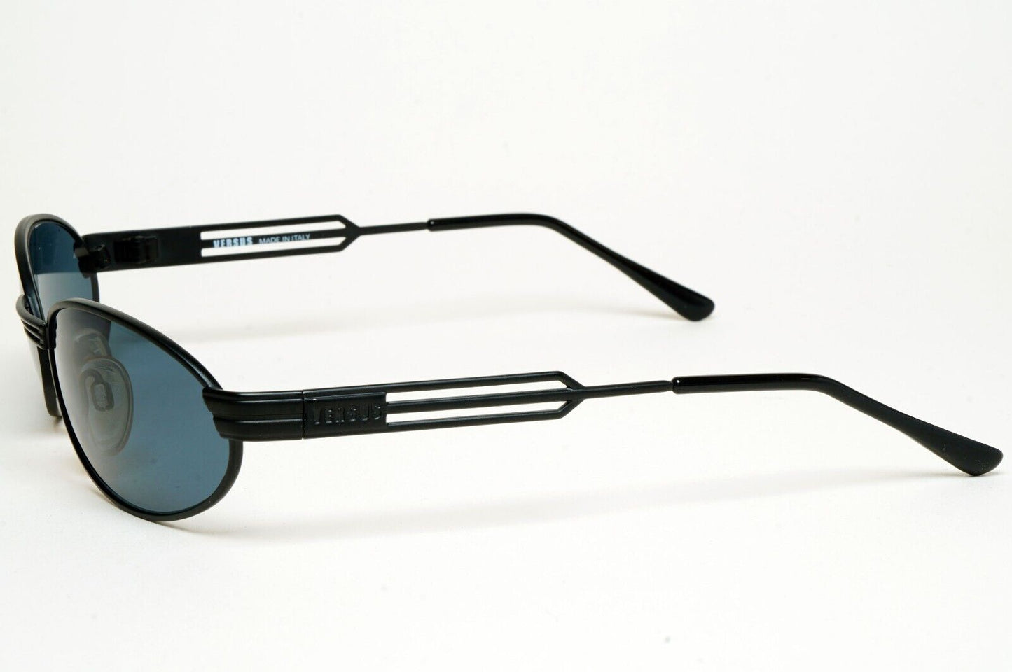Versus Sunglasses 1996 by Gianni Versace Vintage Black Oval Wrap MOD F34 COL 028