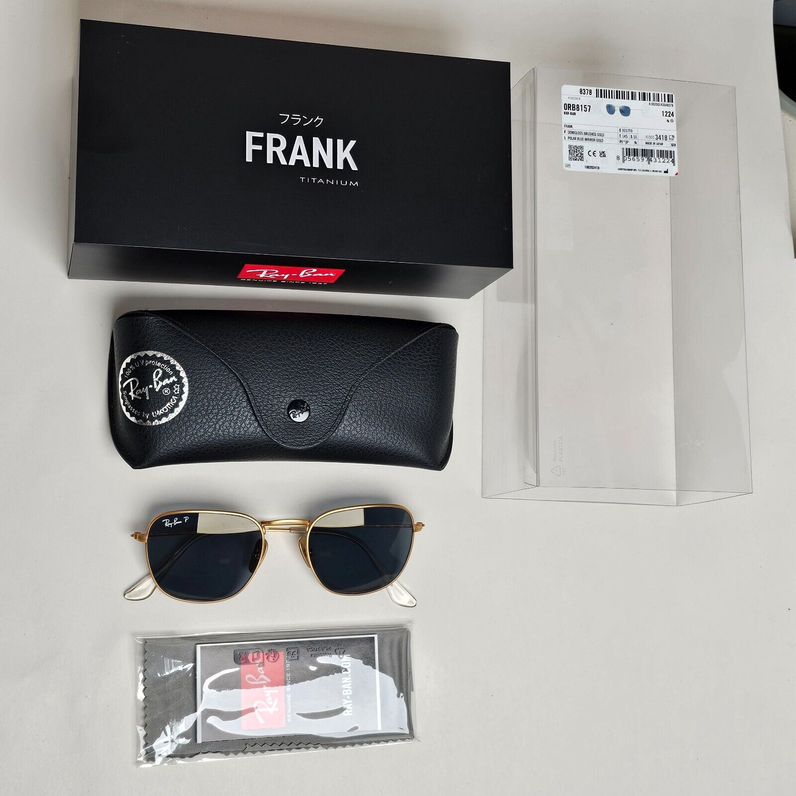 Ray-Ban Sunglasses Frank Titanium Polarized Gold Blue RB 8157 Frank 9217/T0 51mm