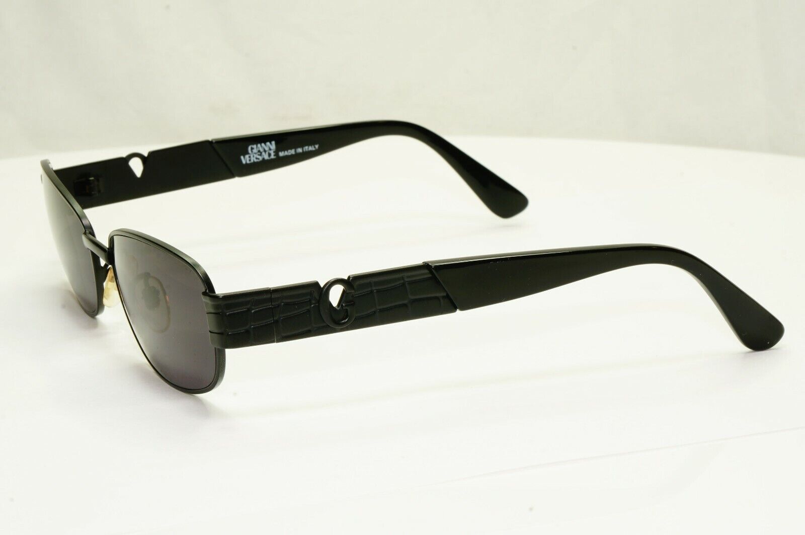 Gianni Versace 1996 Vintage Black Rectangle Metal Sunglasses MOD S21 COL 028
