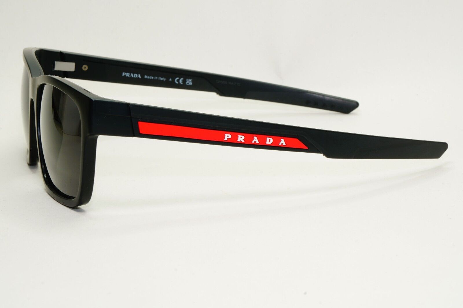Prada Sunglasses Black Matte Rubber Square Red Rossa PS02PV VPS 02P 1BO-1O1 55mm