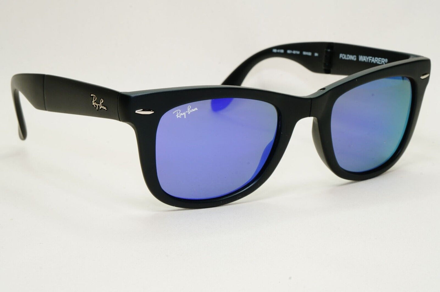 Ray-Ban Sunglasses Folding Wayfarer Black Matte Purple Mirror RB 4105 601-S/1M