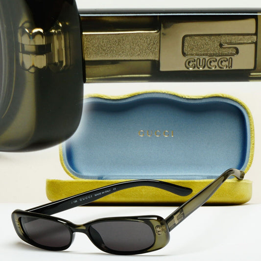 Gucci Sunglasses 1998 Vintage Green Black Rectangle Small GG 2443/S 4YB 050225