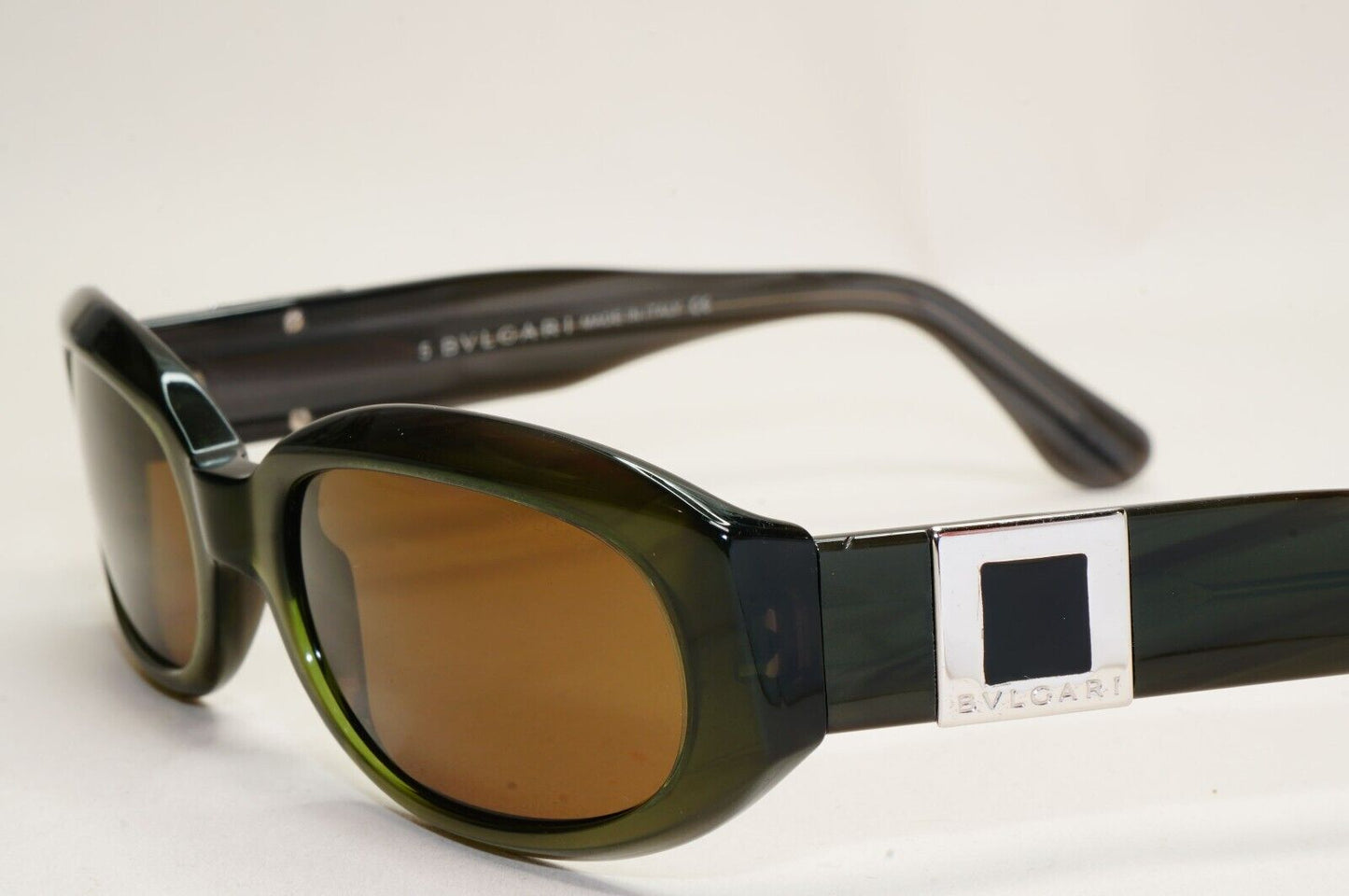 Bvlgari Sunglasses 2007 Vintage Rectangele Brown Dark Green Olive 822 584 091124