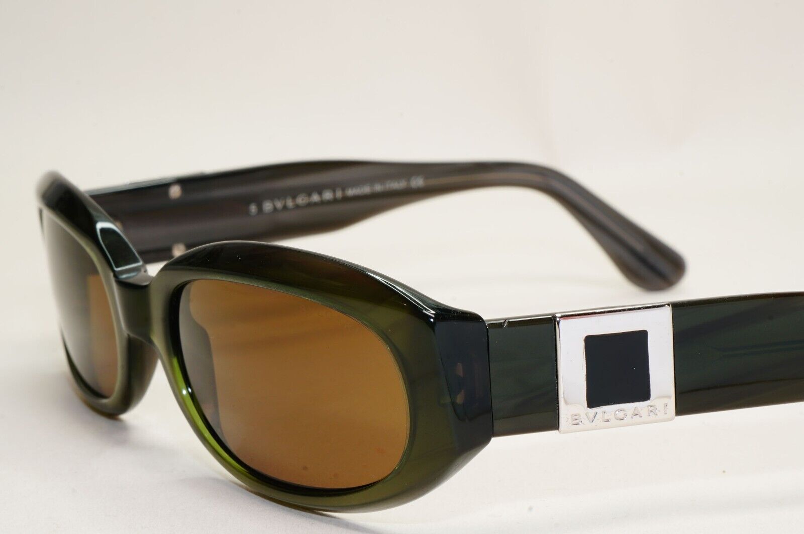 Bvlgari Sunglasses 2007 Vintage Rectangele Brown Dark Green Olive 822 584 091124