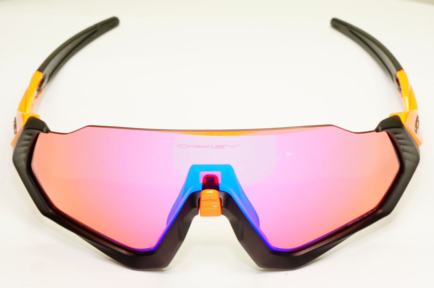 Oakley Flight Jacket Sunglasses Shield Black Orange Prizm Trail OO 9401 0437