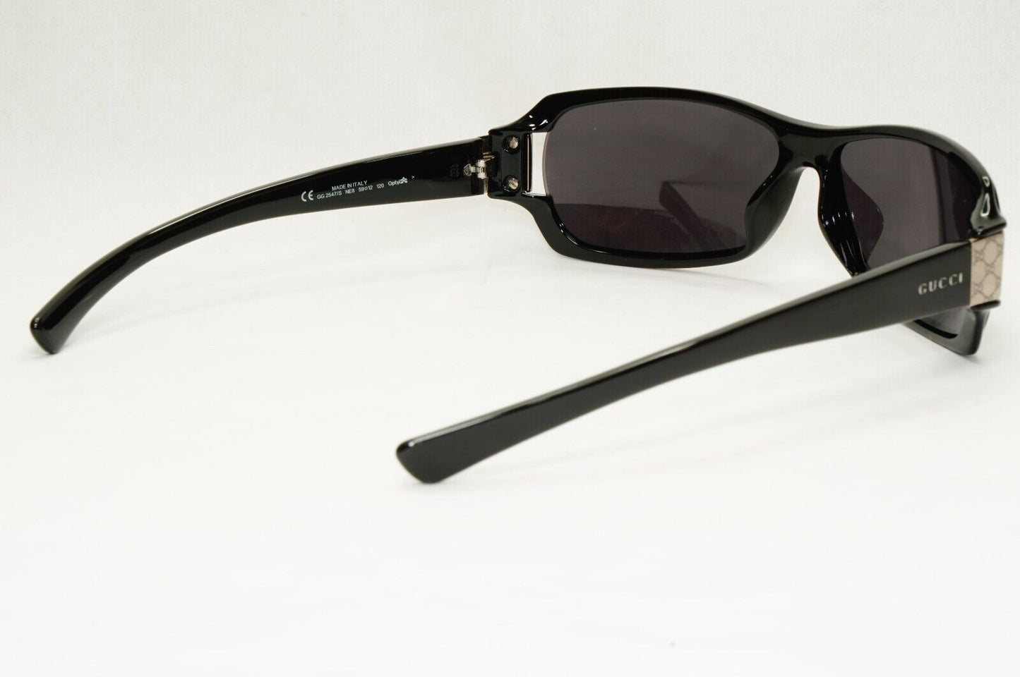 Gucci Sunglasses 1998 Vintage Black Silver Rectangle Unisex GG 2547/S NE8 051223