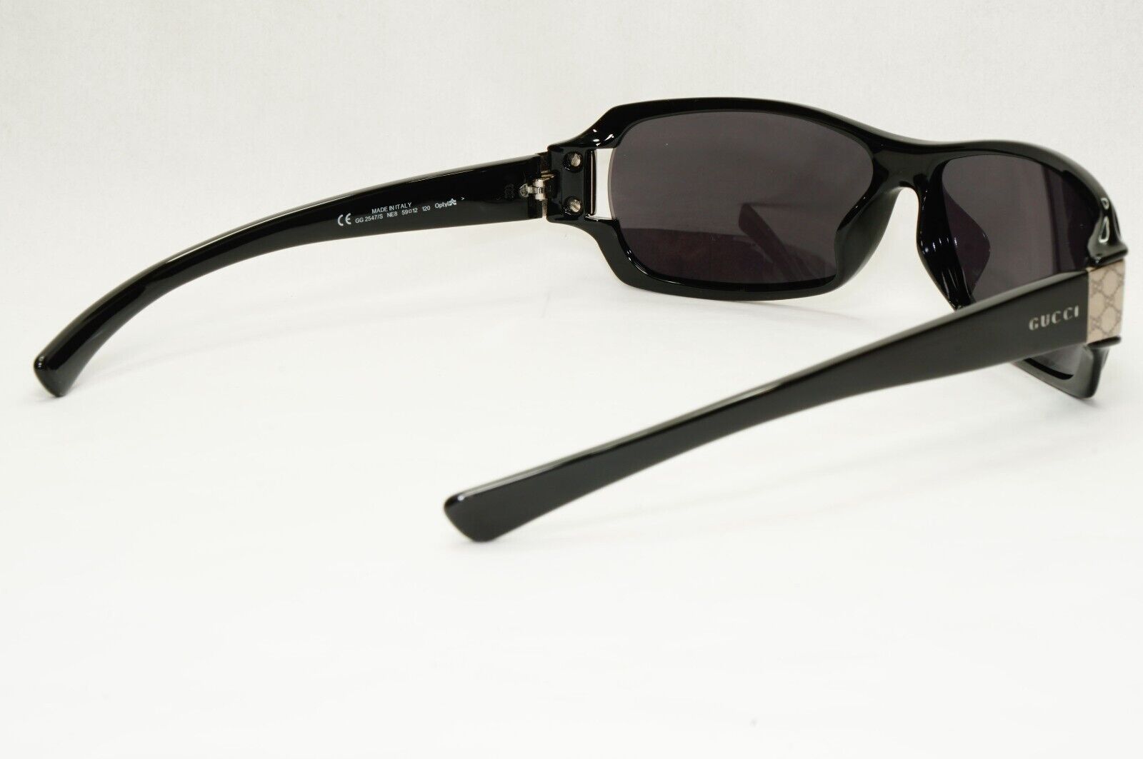 Gucci Sunglasses 1998 Vintage Black Silver Rectangle Unisex GG 2547/S NE8 051223
