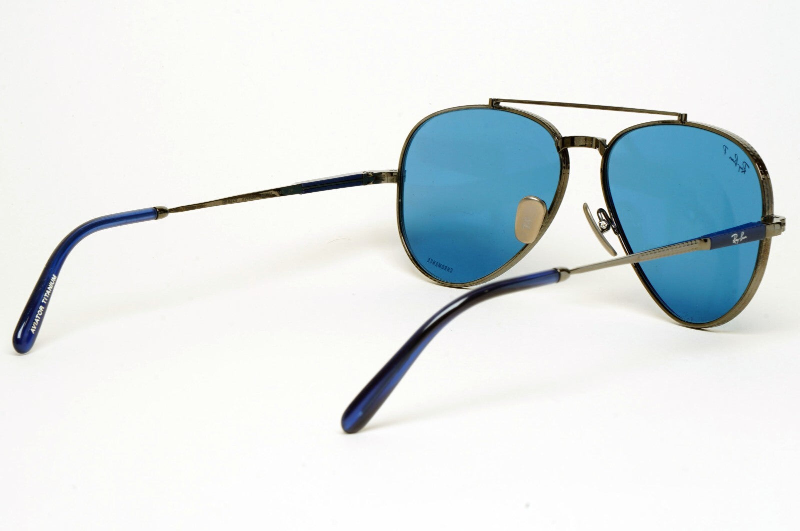 Ray-Ban Sunglasses Aviator Titanium Polarised Gunmetal Blue RB 8225 3142/S2 58mm