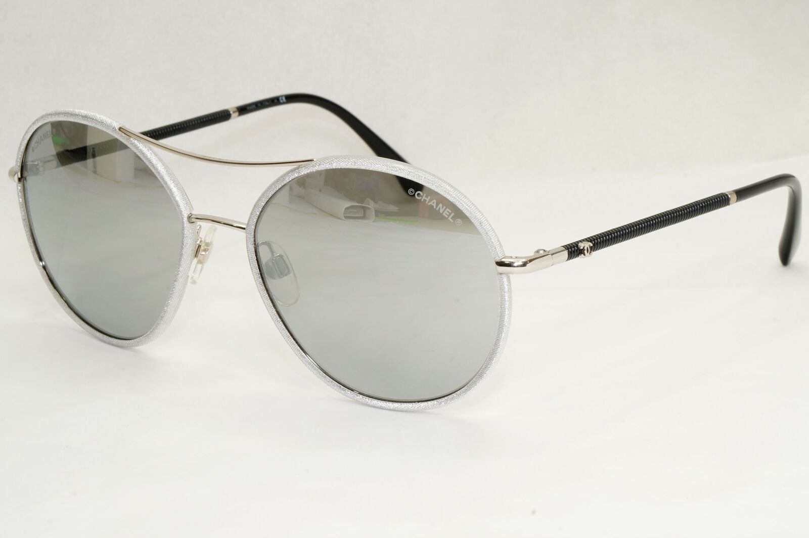 Chanel Sunglasses Pilot Mirror Grey Silver Black 4228-Q c.124/Z6 56mm