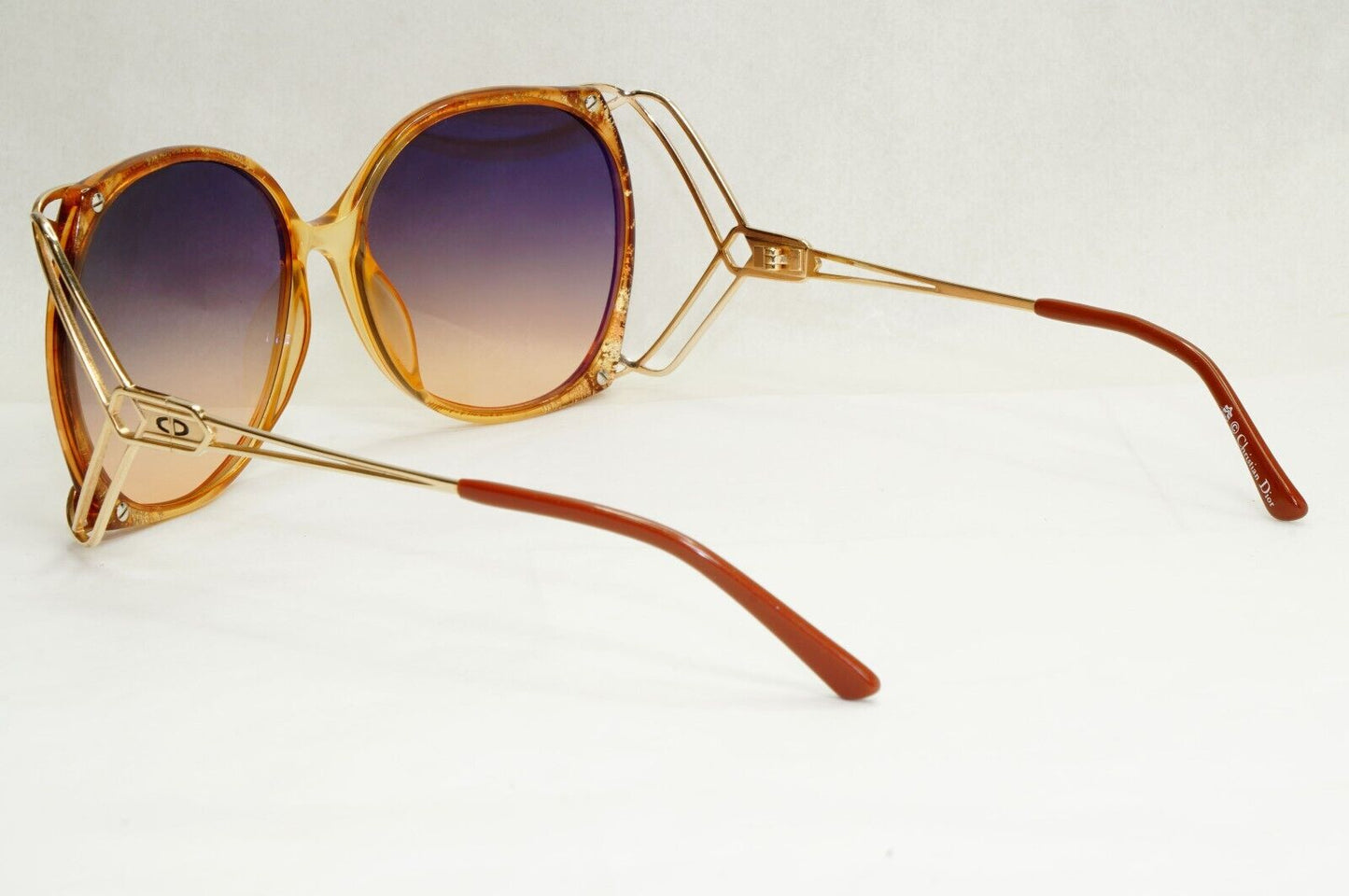 Dior Sunglasses 1990s Vintage Germany Gold Brown Grey Square 2543 11 55mm 270324