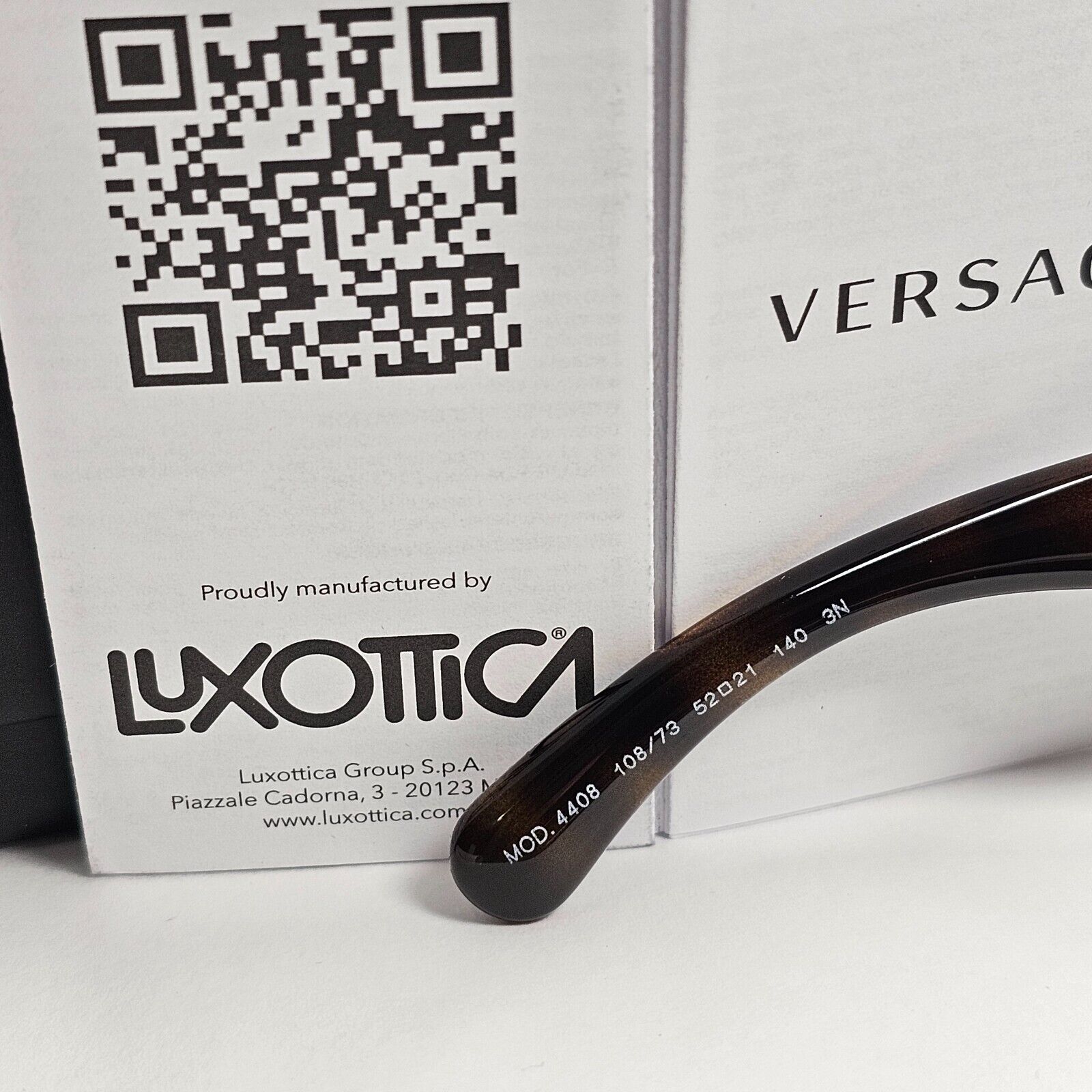 Versace Sunglasses Chain Dark Brown Tortoise Medusa Gold MOD VE 4408 108/73 52mm