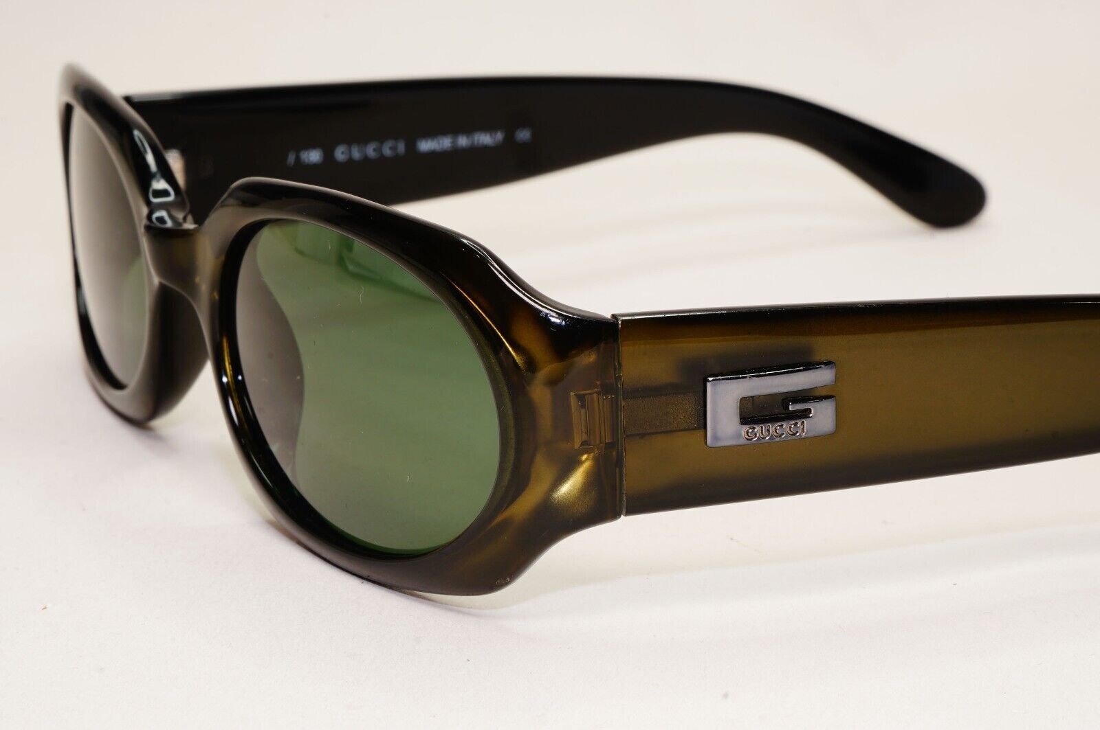 Gucci Sunglasses 1998 Vintage Green Dark Olive Square GG 2436/S 5YB 52mm 041124