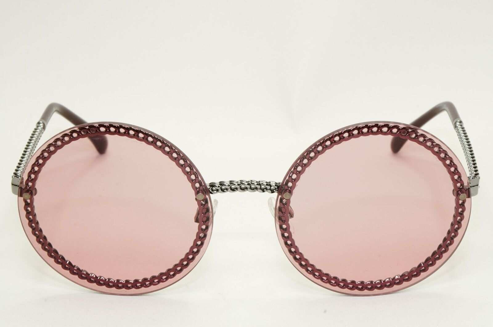 Chanel Sunglasses Chain Round Rimless Metal Grey Gunmetal Pink CH 4245 c.108/D8