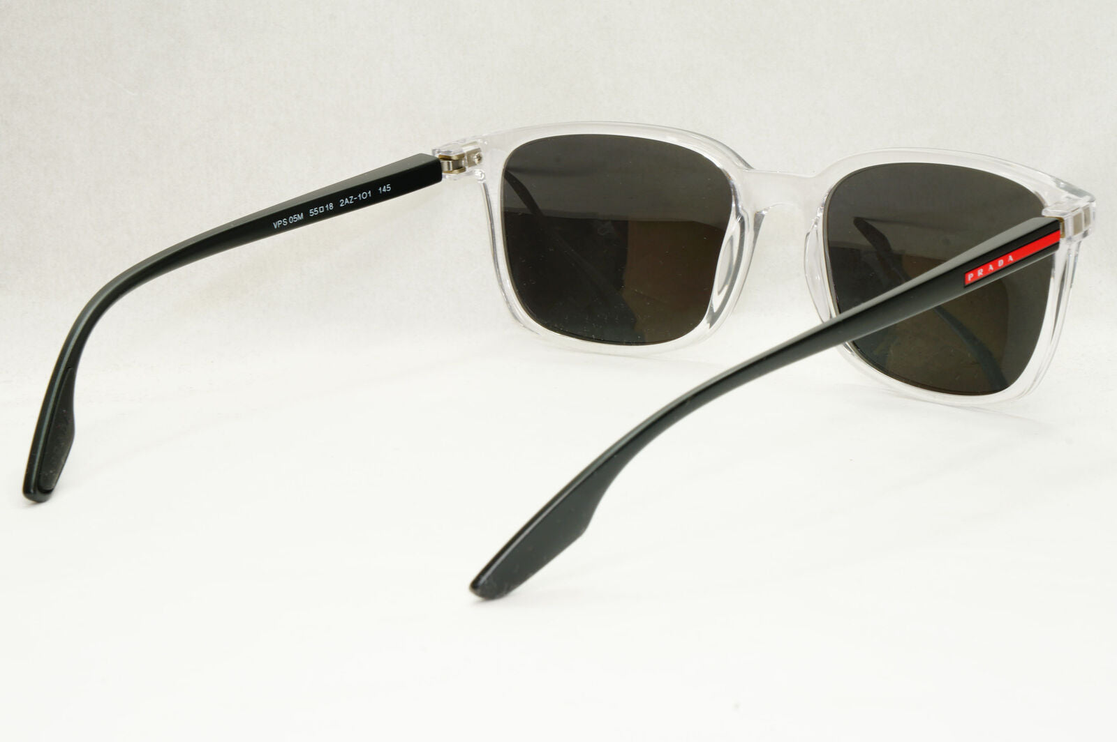 Prada Sunglasses Crystal Black Square Transparent PS05MV VPS 05M 2AZ-1O1 55mm