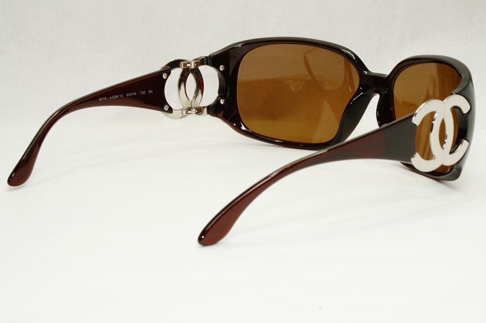 Chanel Sunglasses 2008 Vintage Brown Silver Square Large 6014 c.538/13 050124