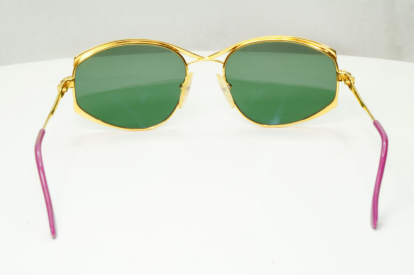Fred 1990s Vintage Sunglasses 23K Gold Plated Green Metal Square Joyau 261022