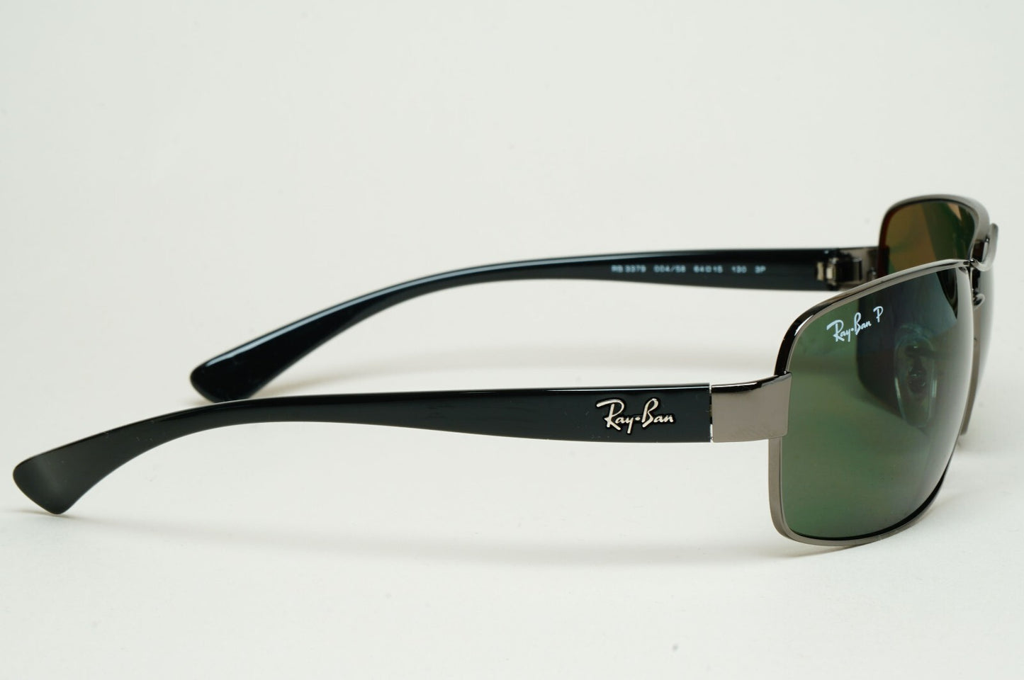 Ray-Ban Sunglasses Polarized Dark Green Gunmetal Wrap Navigator RB 3379 004/58