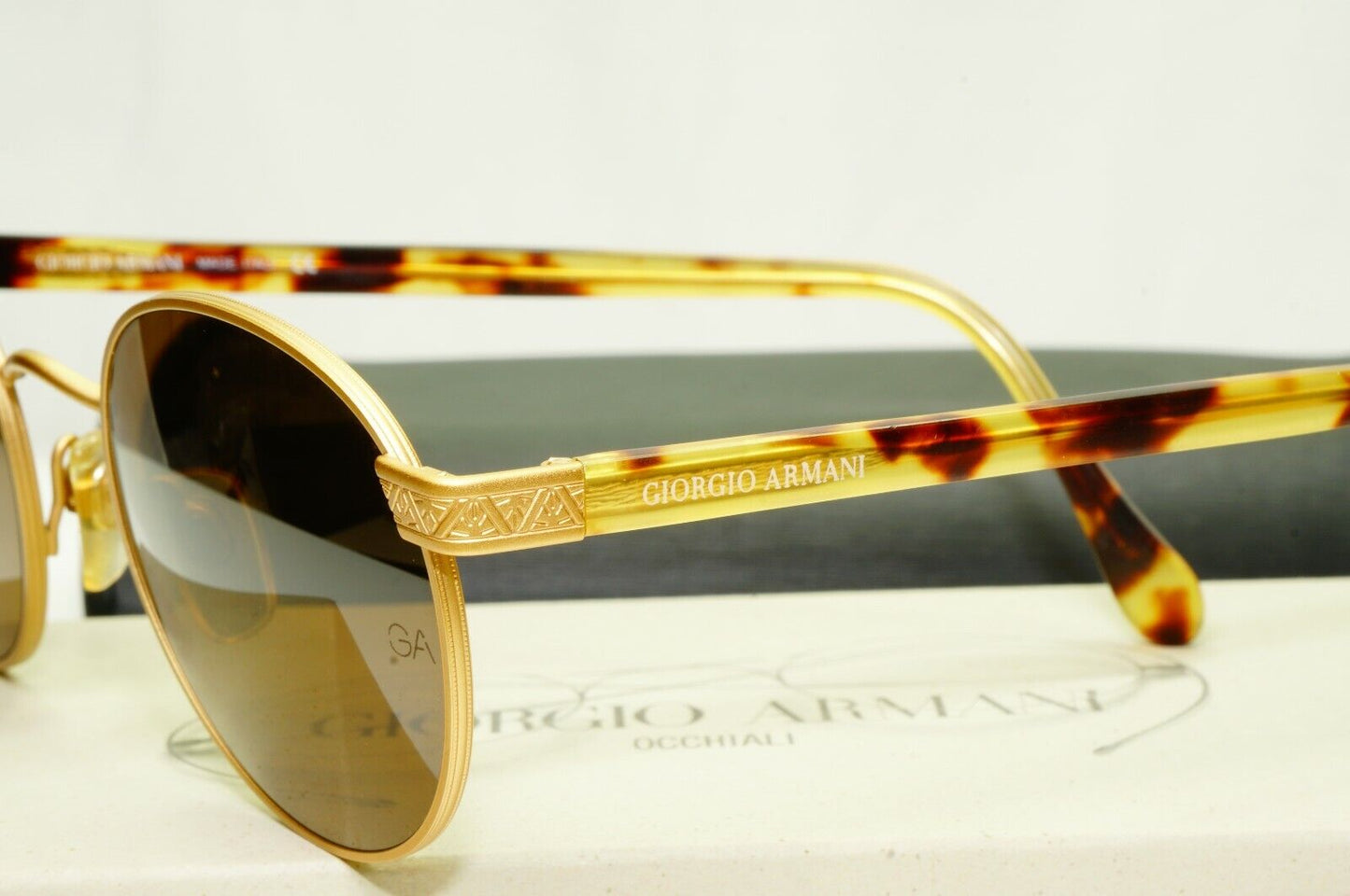 Giorgio Armani 1997 Vintage Gold Retro Sunglasses Round Men Women 50mm 643 927