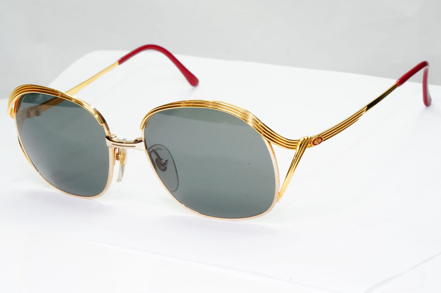Dior 1990s Vintage Sunglasses Austria Metal Gold Grey Green 2474 44 071222
