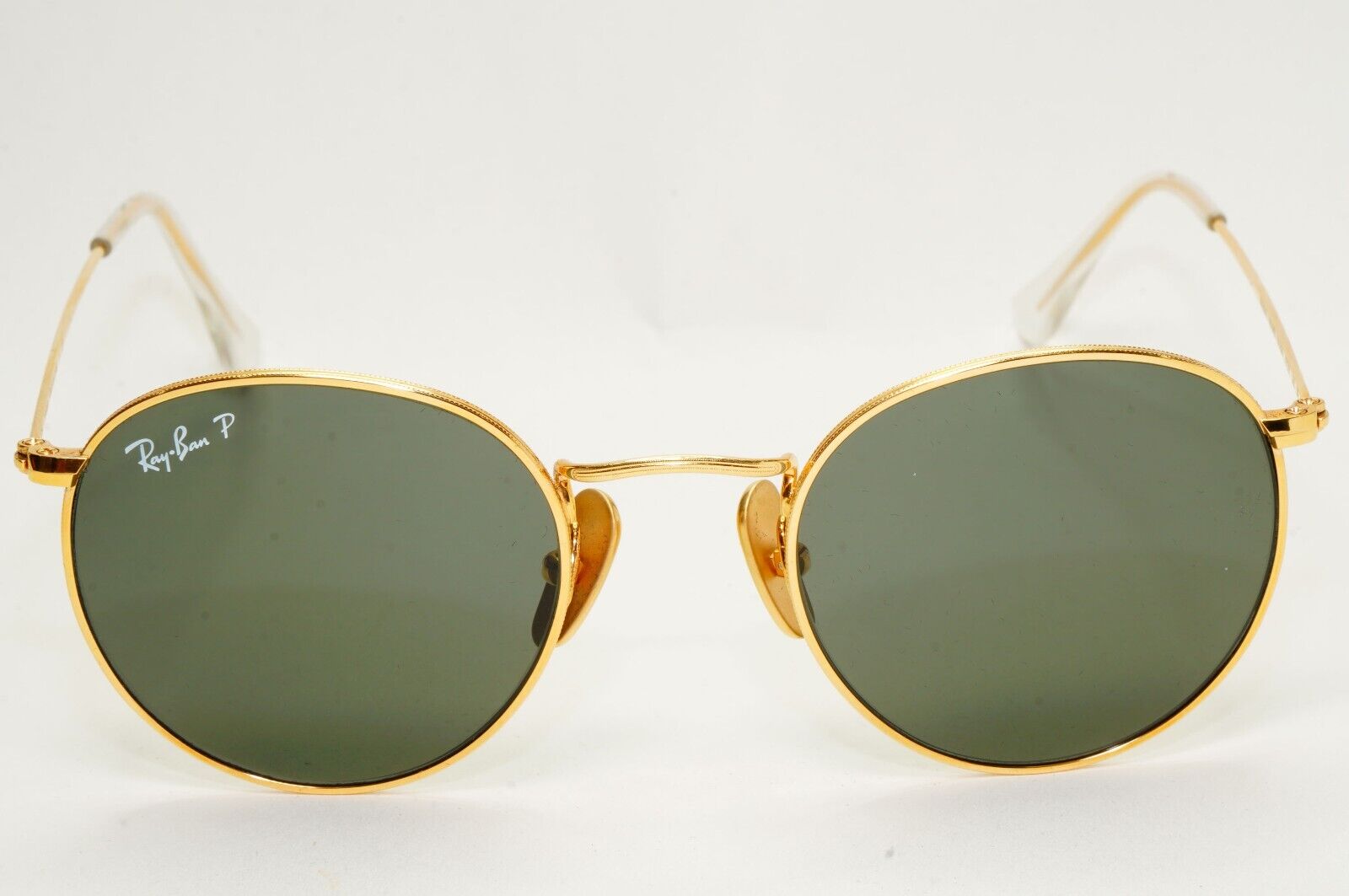 Ray-Ban Sunglasses Round Titanium Polarised Gold Green RB 8247 9216/58 47mm