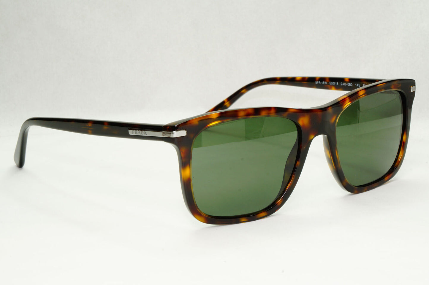 Prada Sunglasses Glass Lens Square Brown Tortoise Green PR18WS SPR 18W 2AU-0B0