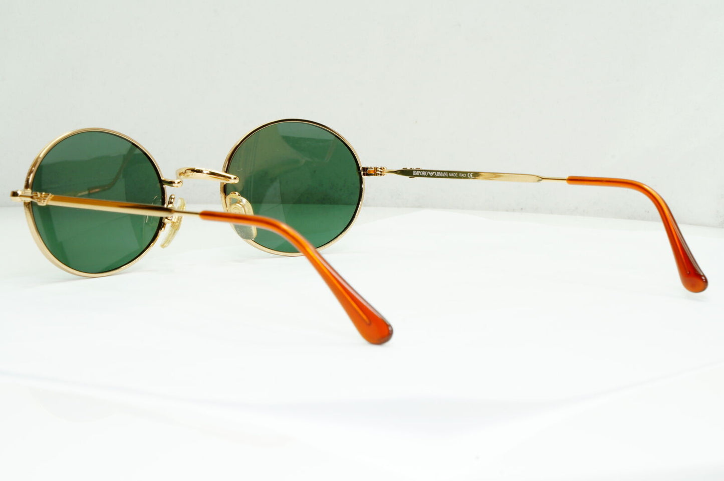 Emporio Armani Sunglasses 1997 Vintage Oval Gold Green Metal Eagle 002-S 743