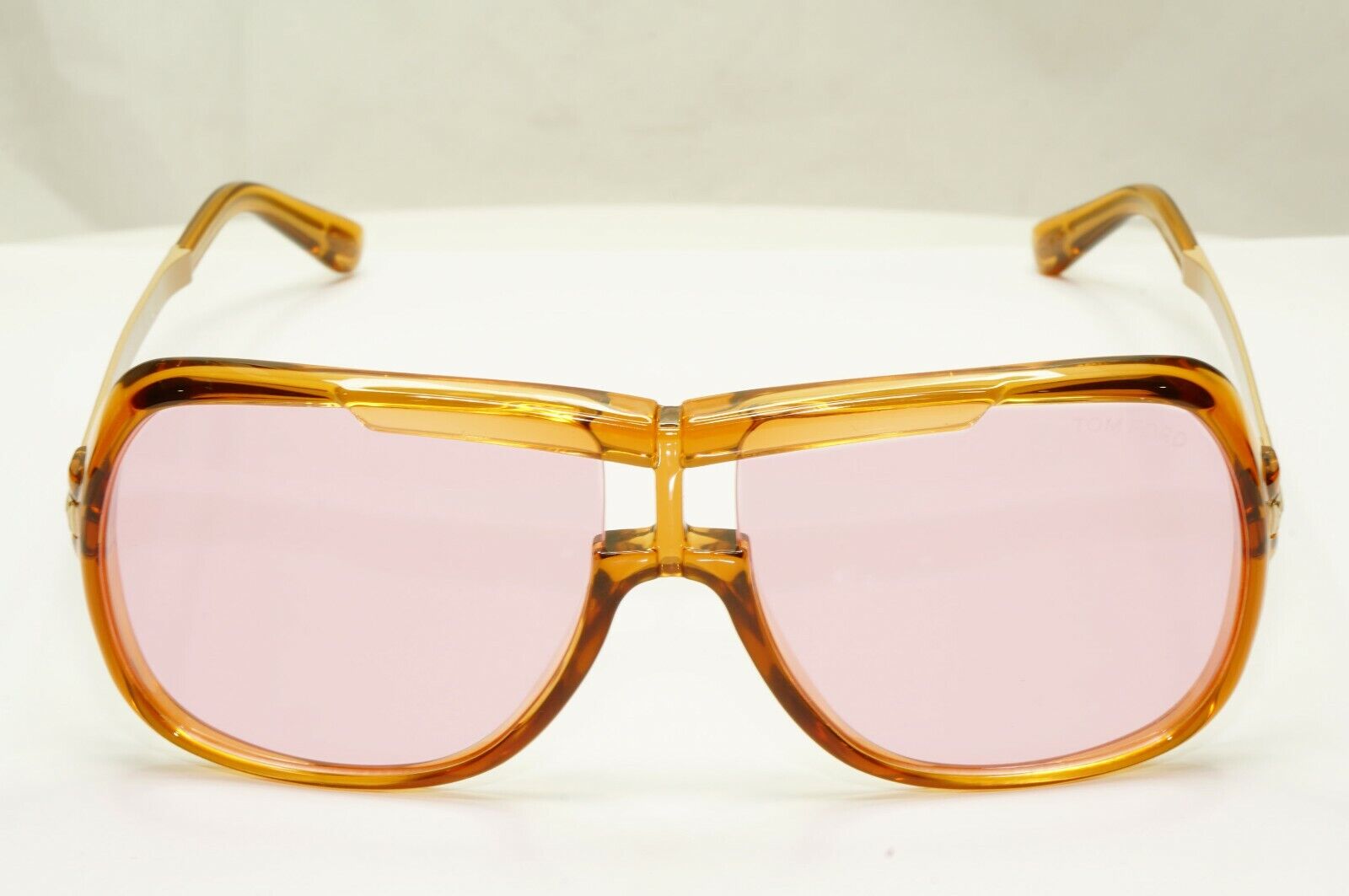 Tom Ford Pink Brown Sunglasses Gold Honey Square Mens Fashion Caine TF 800 45Y