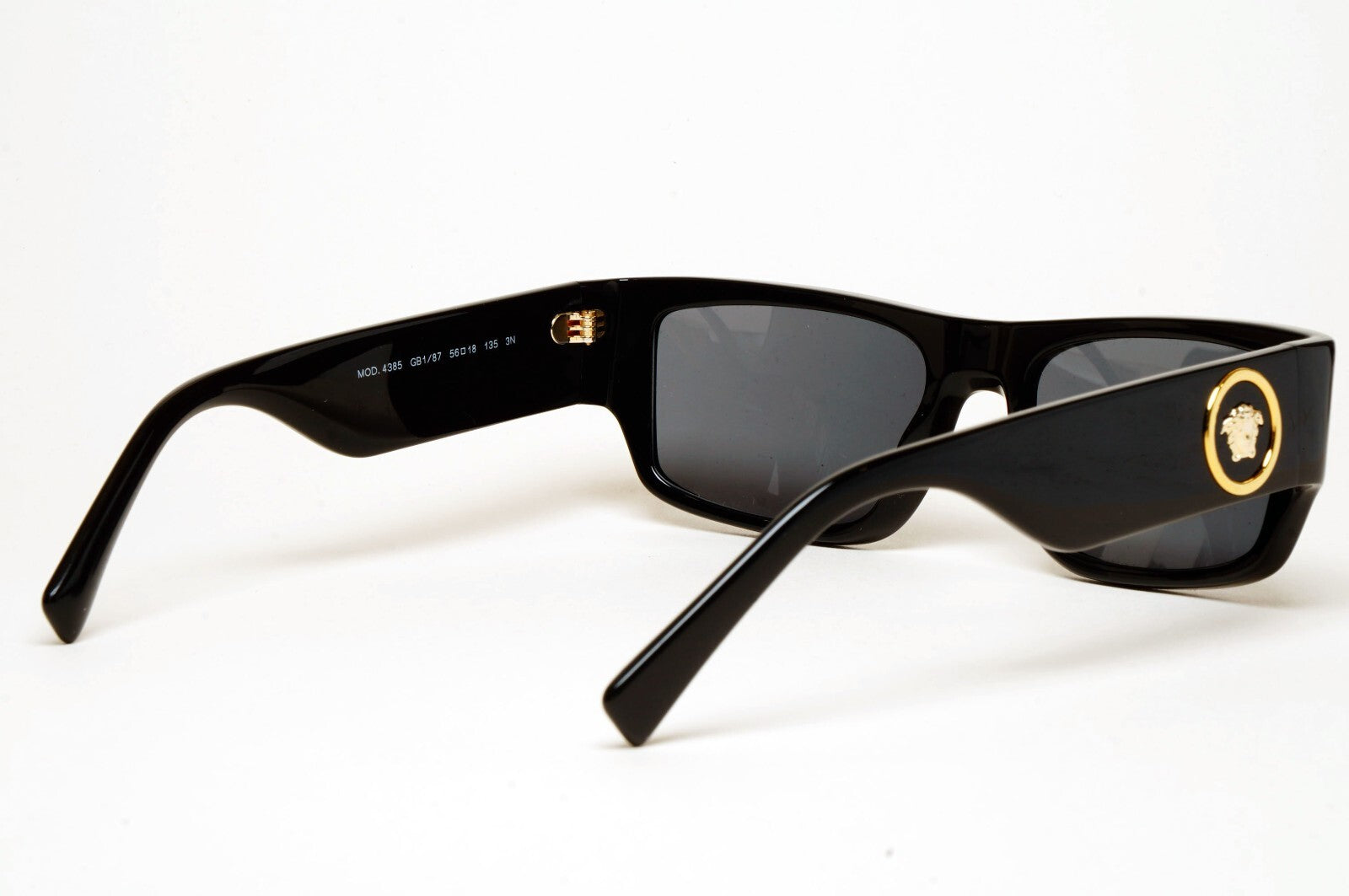 Versace Sunglasses Black Gold Medusa Rectangle RB 4385 GB1/87 56mm