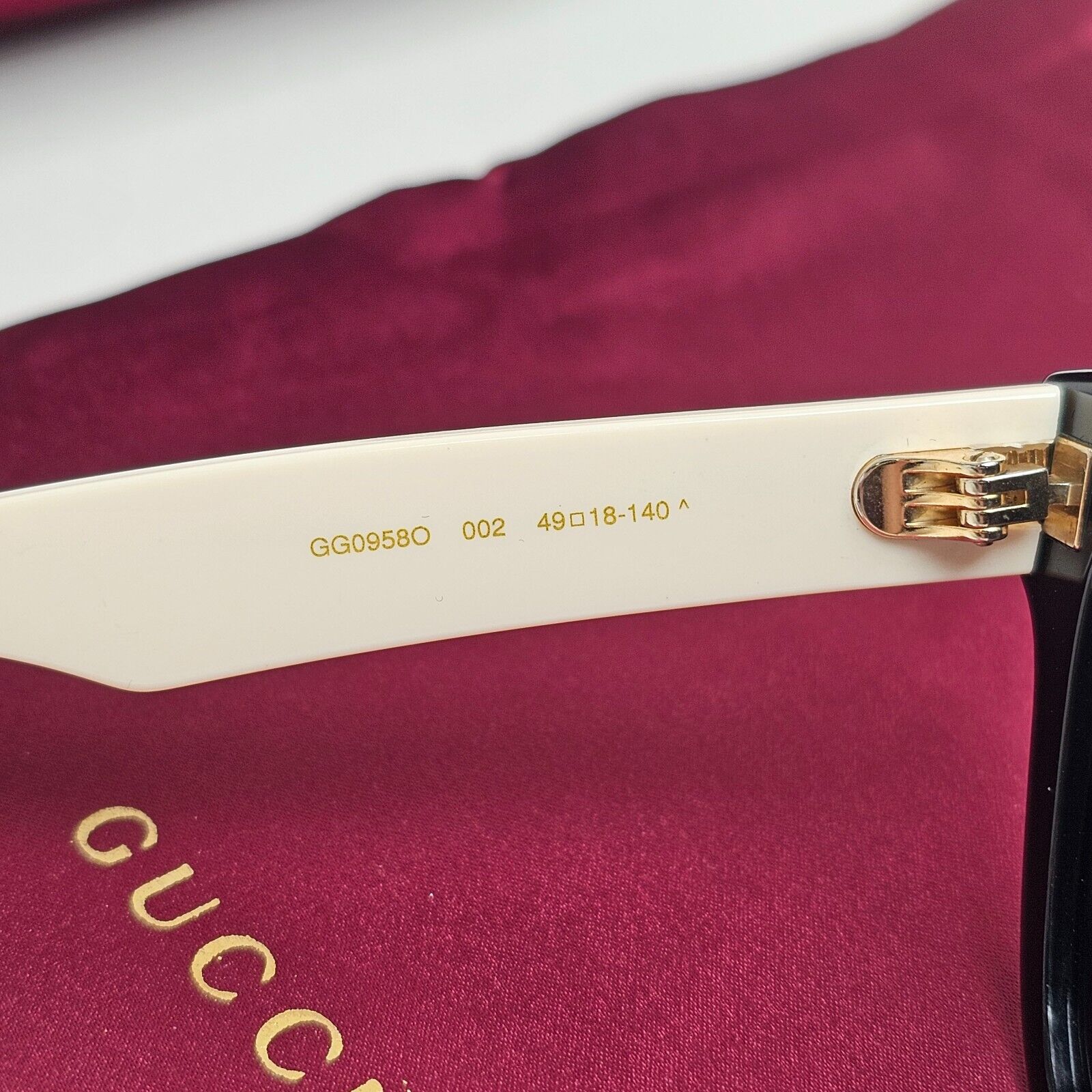Gucci Sunglasses 2021 Black Beige Gold Square Small GG0958O 002 49mm 110225