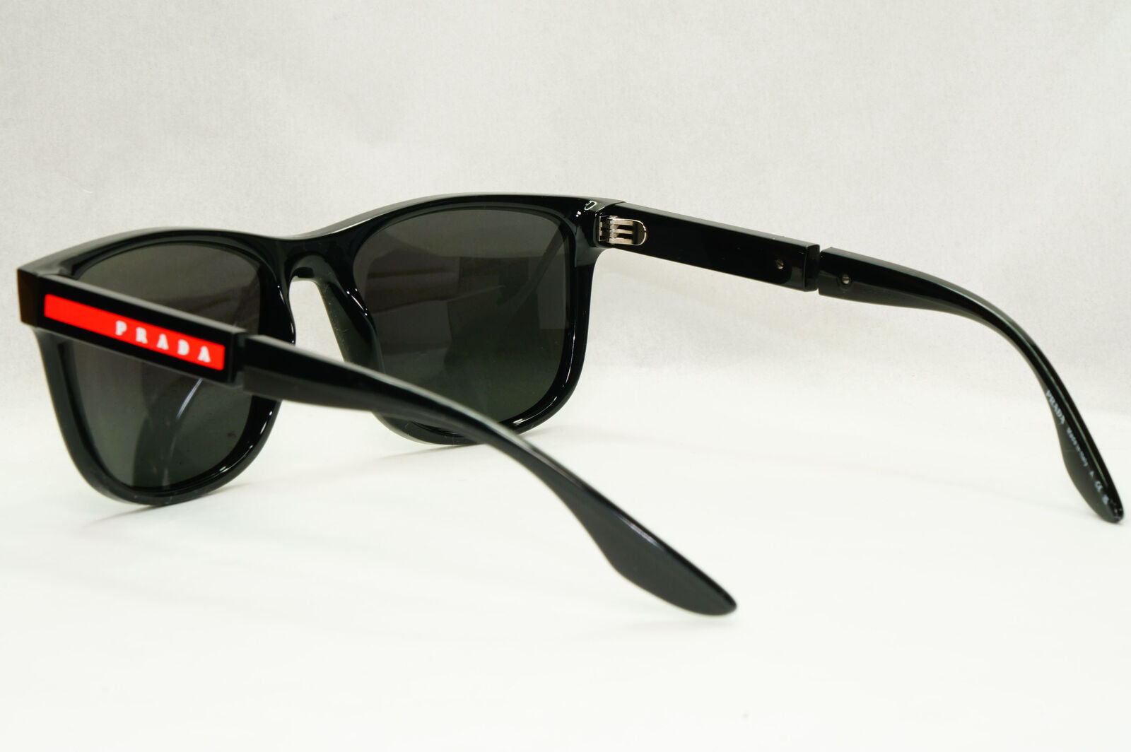 Prada Sunglasses Black Square Glossy Red Stripe PS04XS SPS 04X 1AB-5S0 54mm
