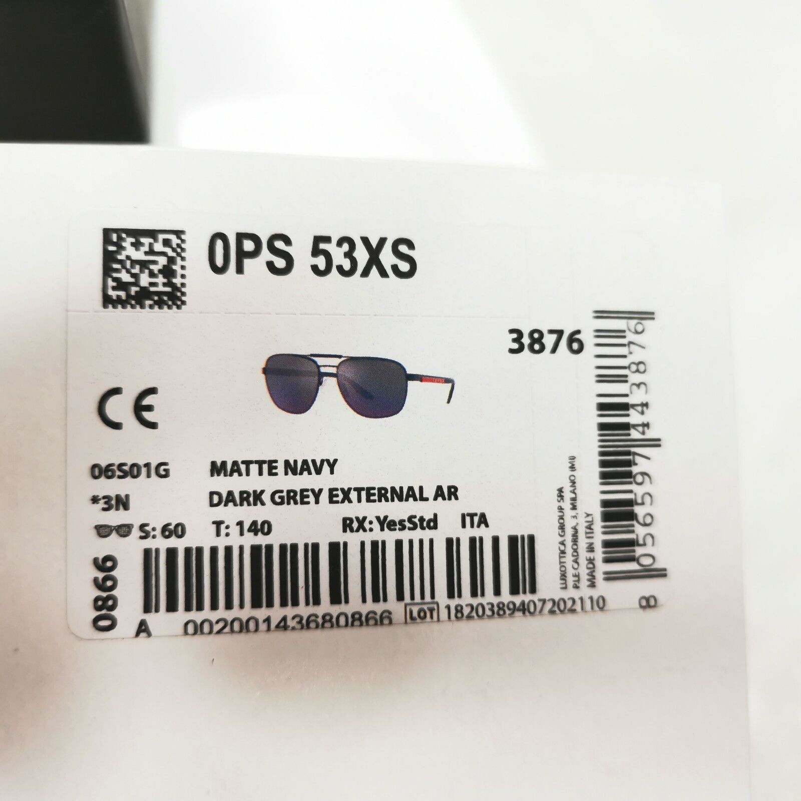 Prada Blue Sunglasses Pilot External Anti Reflective SPS 53X 06S-01G PS53XS