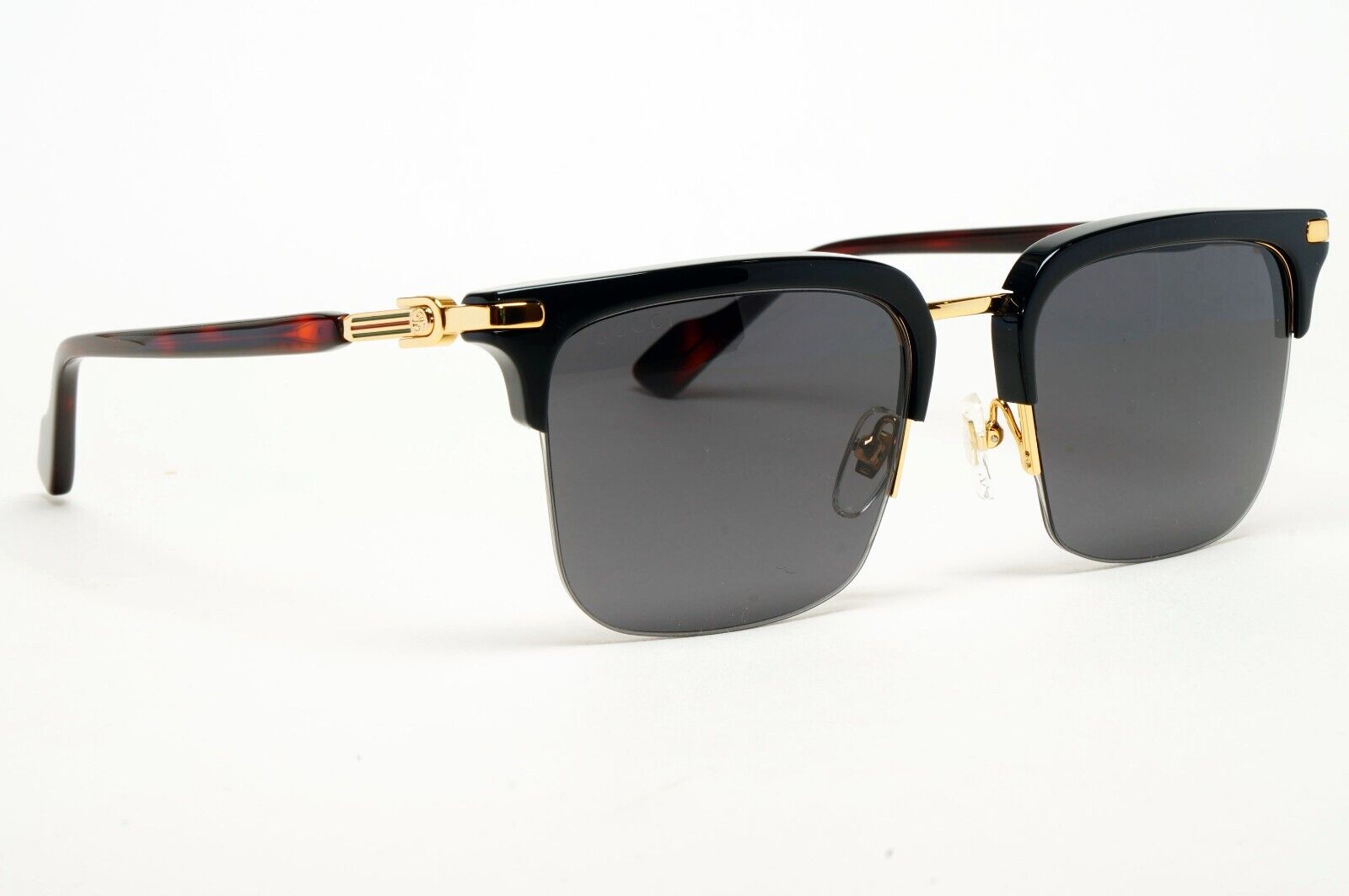 Gucci Sunglasses Gold Black Semi Rimless Square GG1363S 001 XL 53mm Japan