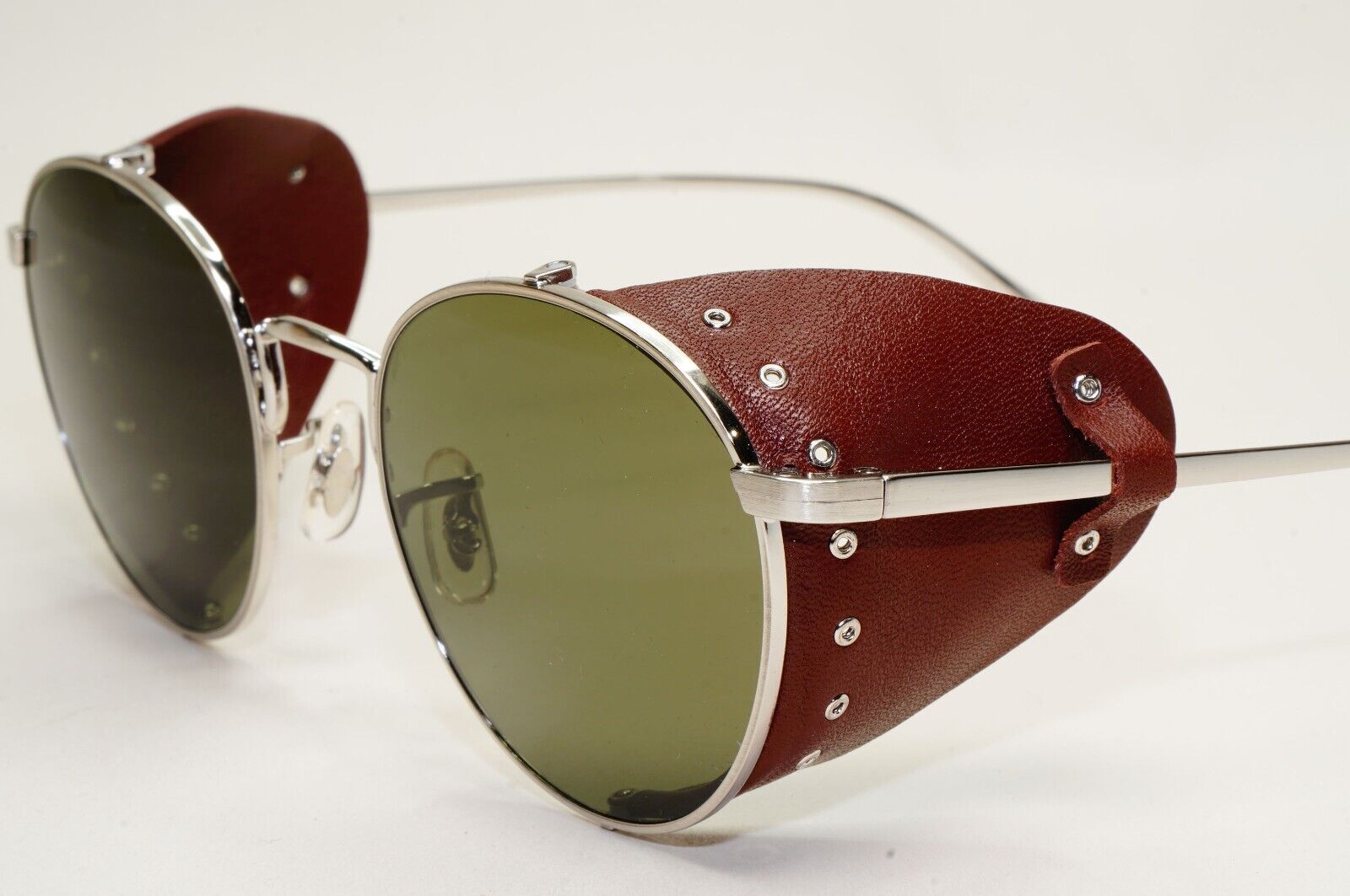 Oliver Peoples Sunglasses Cesarino-L Silver Green Side Shields OV 1323S 5254/52
