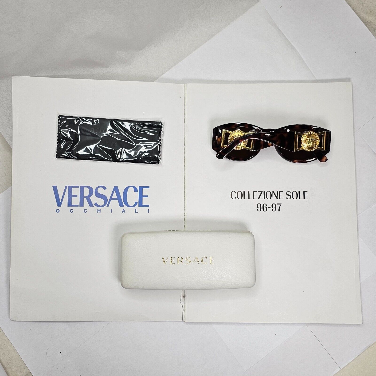 Gianni Versace Sunglasses 1996 Vintage Brown Gold MOD 424/C RH 869 Biggie 111223